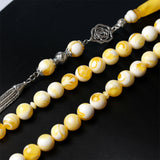 Islamic Amber Resin Tasbih with Silver Tassel - Ramadan Gift