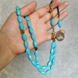 Islamic Tasbih Jewelry Prayer Beads Synthetic Turquoise Stone 33 Beads Masbaha