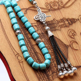 Islamic Tasbih Muslim Prayer Beads Turquoise Stone 33 Beads Subha Misbaha Rosary