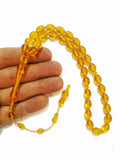Islamic Tasbih Muslim Rosary Beads 33 Prayer Men Bracelet Amber Stone