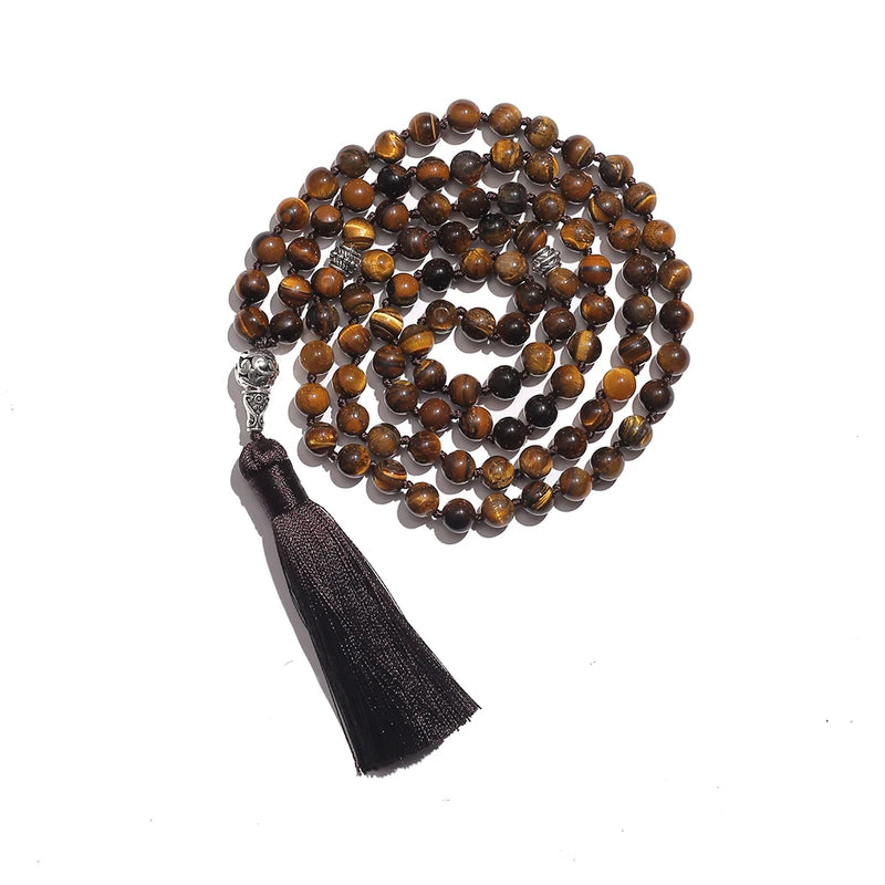 Islamic Tasbih Prayer 99 Beads Rosary 8mm Yellow Tiger Eye Necklace