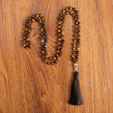 Islamic Tasbih Prayer 99 Beads Rosary 8mm Yellow Tiger Eye Necklace