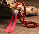 Islamic Misbaha Tasbih Red Agate Stone Tassel Muslim Prayer Beads Rosary