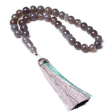 Islamic Tasbeeh Grey Agate Stone Rosary 33 Misbaha Sibha Prayer Beads