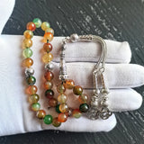 Islamic Tasbih Misbaha Natural Peacock Agate Stone Prayer Beads