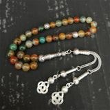 Islamic Tasbih Misbaha Natural Peacock Agate Stone Prayer Beads