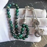 Islamic Tasbih Prayer Beads Misbaha Dark Green Agate Stone Muslim Rosary