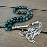 Islamic Tasbih Prayer Beads Misbaha Dark Green Agate Stone Muslim Rosary