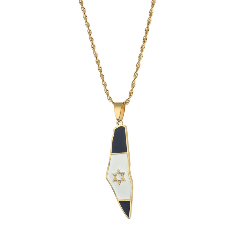 Map Flag Pendant Necklaces For Women Silver Jewelry