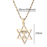 Hexagram Menorah Hanukkah Pendant Necklace Israel Symbol