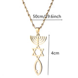Hexagram Menorah Hanukkah Pendant Necklace Israel Symbol