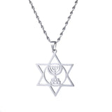 Hexagram Menorah Hanukkah Pendant Necklace Israel Symbol
