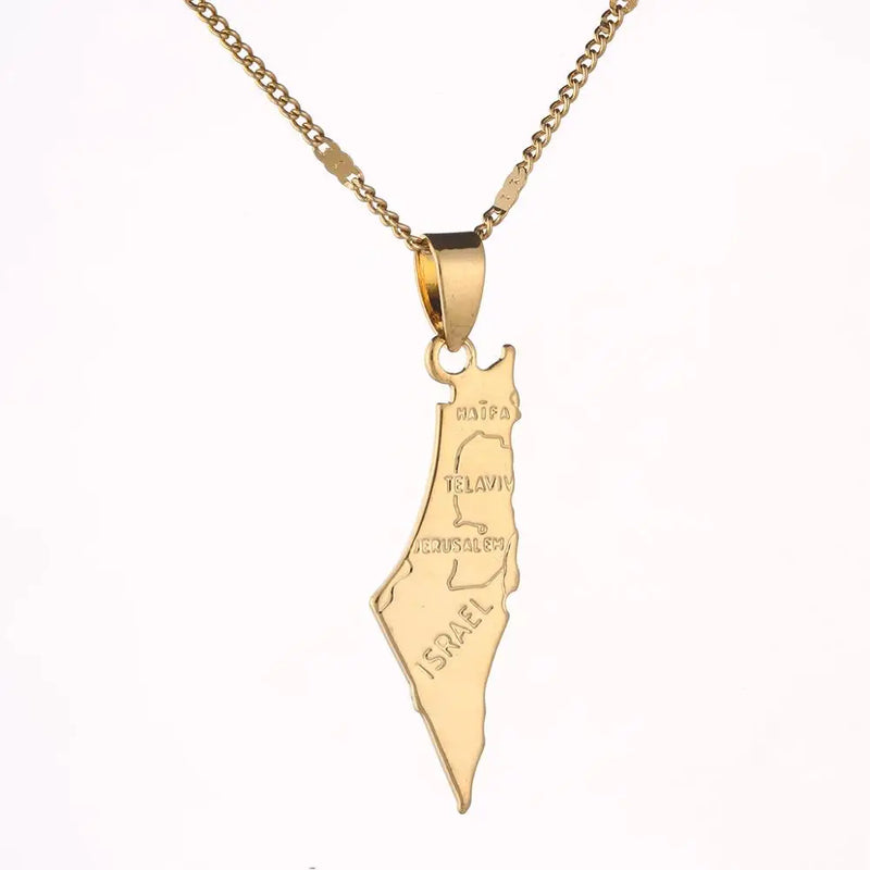 Map Pendant Necklace Chain Jewelry for Men Women