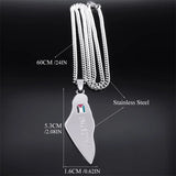 Map Pendant Necklace Stainless Steel Silver Women Men Gift