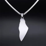 Map Pendant Necklace Stainless Steel Silver Women Men Gift