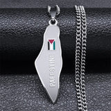 Map Pendant Necklace Stainless Steel Silver Women Men Gift