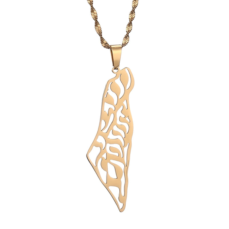 Map Pendant Necklaces Israeli Arabic Hebrew Jewelry