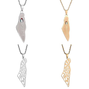 Map Pendant Necklaces Israeli Arabic Hebrew Jewelry