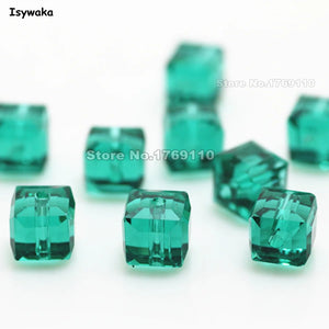 100pcs 8mm Green Square Crystal Beads for DIY Jewelry Making