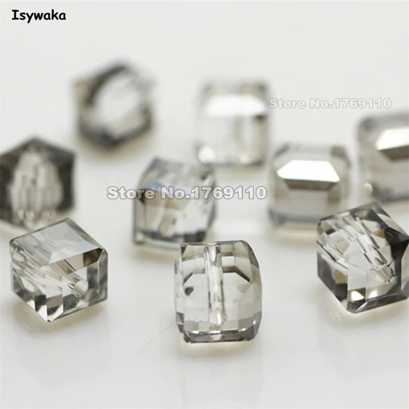 100pcs 8mm Gray Square Crystal Beads Glass Spacer for DIY Jewelry Making