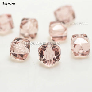 100pcs 8mm Pink Square Austria Crystal Beads Glass Beads Spacer Bead for DIY
