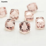 100pcs 8mm Pink Square Austria Crystal Beads Glass Beads Spacer Bead for DIY