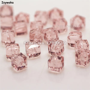 100pcs Pink Square 6mm Crystal Spacer Beads for Jewelry Making