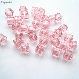 100pcs Pink Square 6mm Crystal Spacer Beads for Jewelry Making