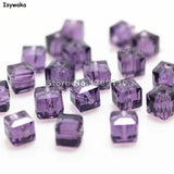 100pcs Purple Square 6mm Crystal Beads for Jewelry Making