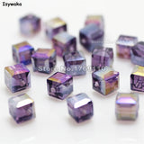100pcs Purple Square 6mm Crystal Beads Glass Beads for DIY Jewelry Making