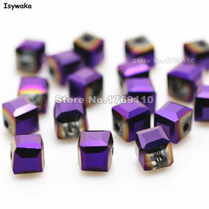 100pcs Purple Square 6mm Crystal Beads for DIY Jewelry Making