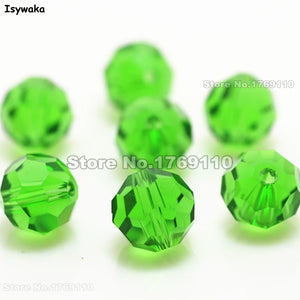 10mm 70Pcs Deep Green Football Faceted Crystal Beads Round Loose Bracelet DIY
