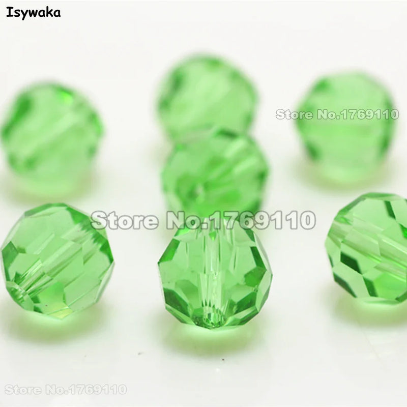 10mm 70Pcs Light Green Football Faceted Austrian Crystal Bead Round