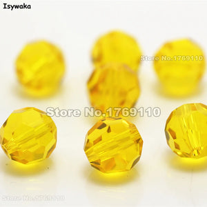 10mm 70Pcs Yellow Football Faceted Austrian Crystal Round Loose Beads