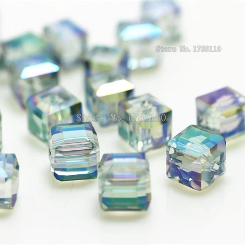 98pcs 8mm Green Crystal Beads Glass Spacer Bead for DIY Jewelry Making