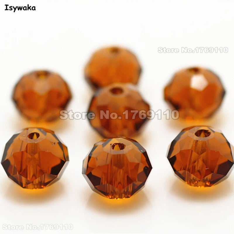 Brown 8*10mm 70pcs Rondelle Austria Crystal Glass Beads for Jewelry Making