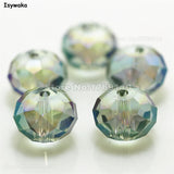 70pcs 10*12mm Green Rondelle Crystal Glass Beads for Jewelry Making