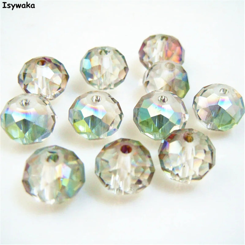 10*12mm 70pcs Light Green Rondelle Austria Crystal Glass Beads