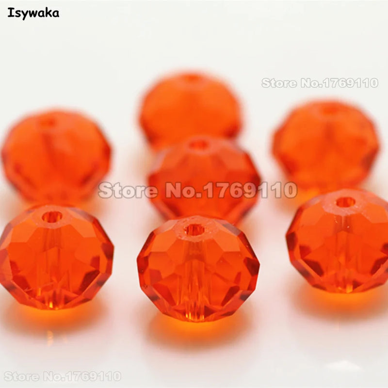 Orange Red Golden 8*10mm 70pcs Rondelle Crystal Glass Beads for Jewelry Making