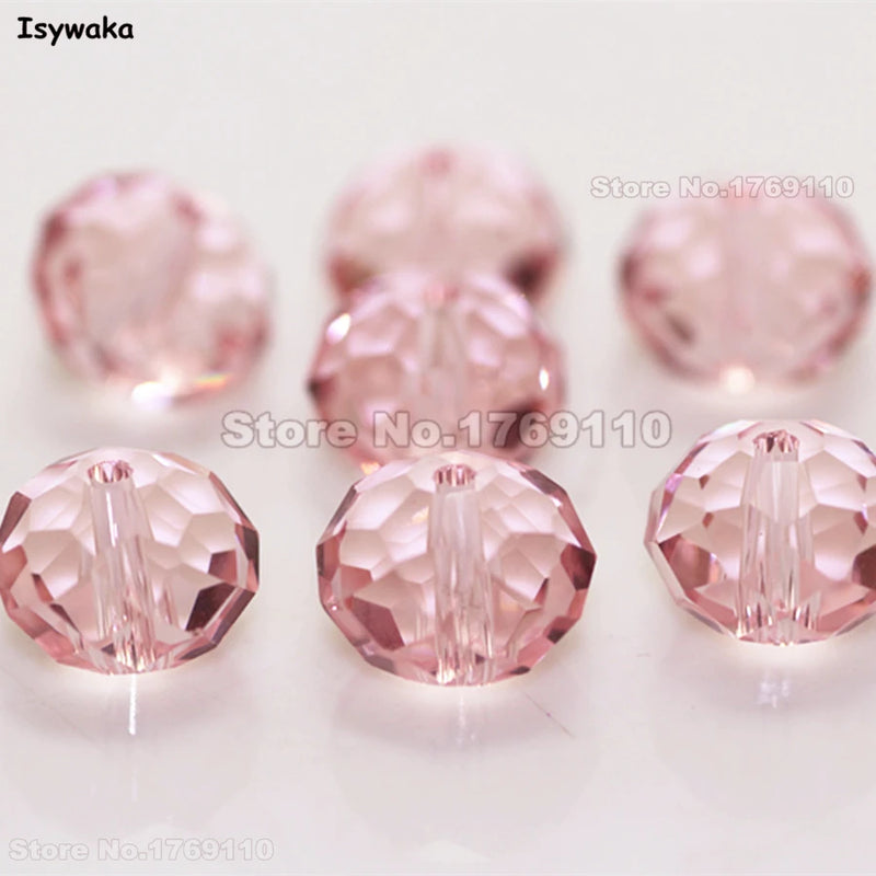 Pink 8*10mm 70pcs Rondelle Austria Crystal Glass Beads for Jewelry Making