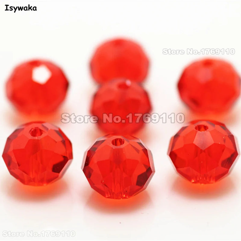 Red 8*10mm 70pcs Rondelle Crystal Glass Beads for Jewelry Making