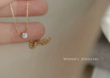 S925 Silver Pendant Single Diamond Collar Chain Sterling Silver Necklace Women