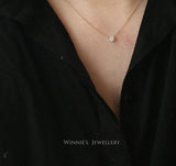 S925 Silver Pendant Single Diamond Collar Chain Sterling Silver Necklace Women