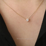 S925 Silver Pendant Single Diamond Collar Chain Sterling Silver Necklace Women