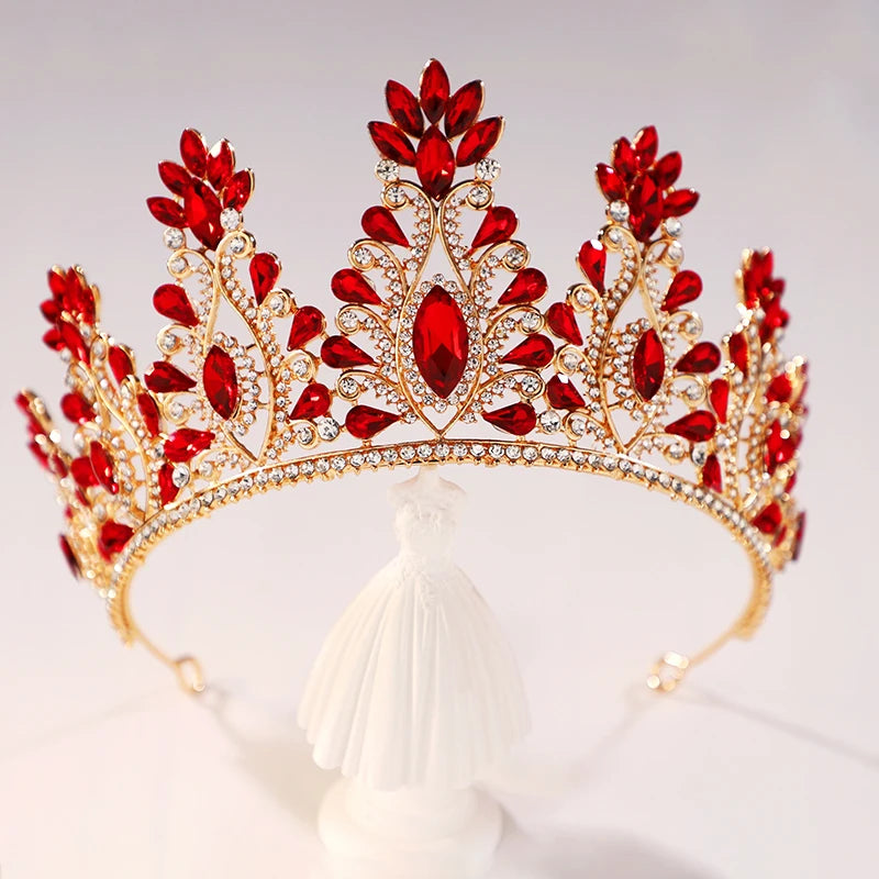 Red Bridal Crown Noble Style Charming Beauty Pageant Headwear