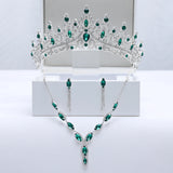 Green Bridal Jewelry Set - Crown/Necklace for Wedding Party