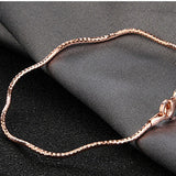 Italian 925 Silver Rose Plated Women's Bracelet Sparkling Wave Chain Bracelets