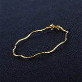Italian 925 Silver Rose Plated Women's Bracelet Sparkling Wave Chain Bracelets