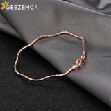 Italian 925 Silver Rose Plated Women's Bracelet Sparkling Wave Chain Bracelets