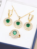 Italian Brazilian Bridal Jewelry Set 18k Gold Plated Necklace with AAA+ Zircon